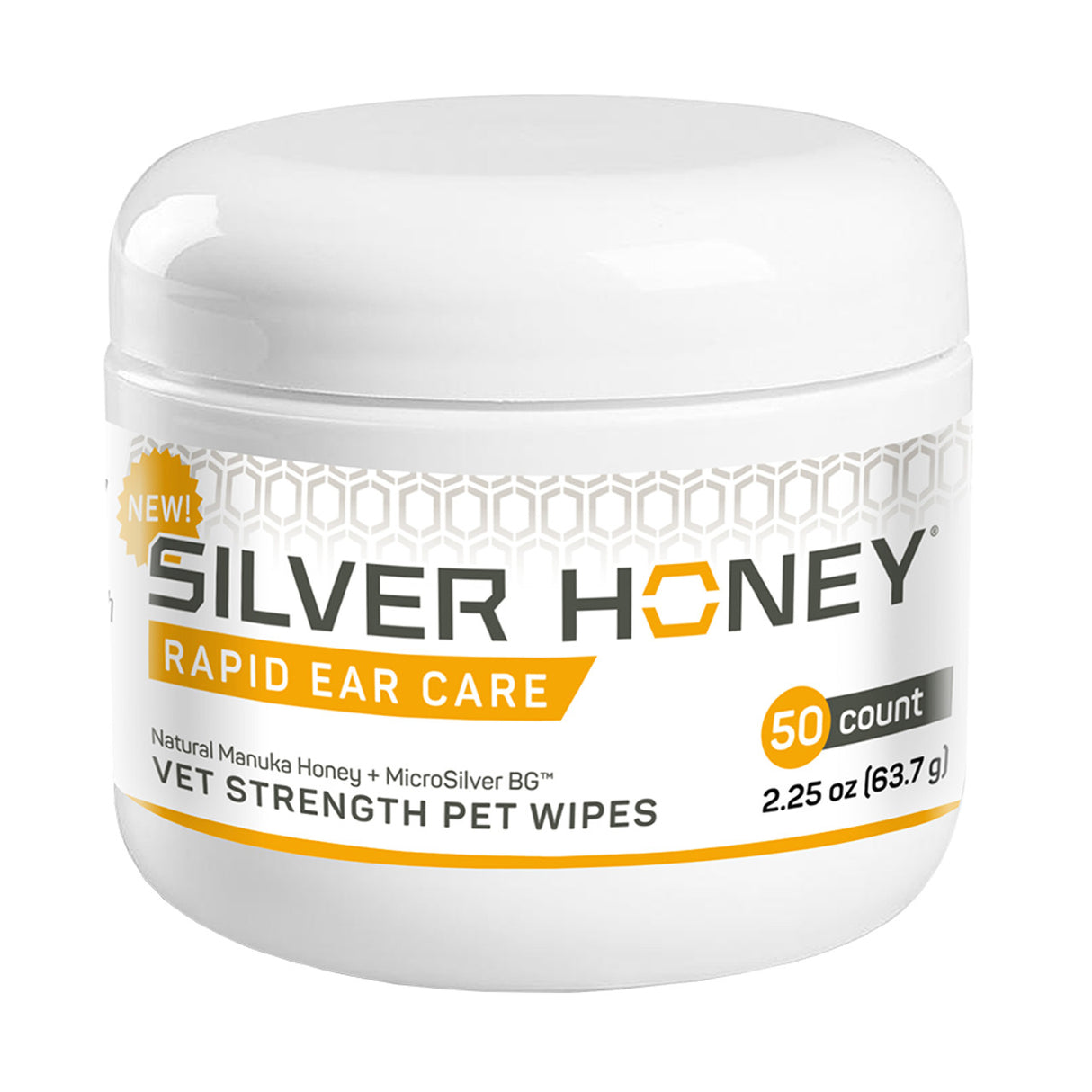 Absorbine Pet - Silver Honey Rapid Ear Care Vet Strength Pet Wipes, 50ct, Manuka Honey & MicroSilver BG