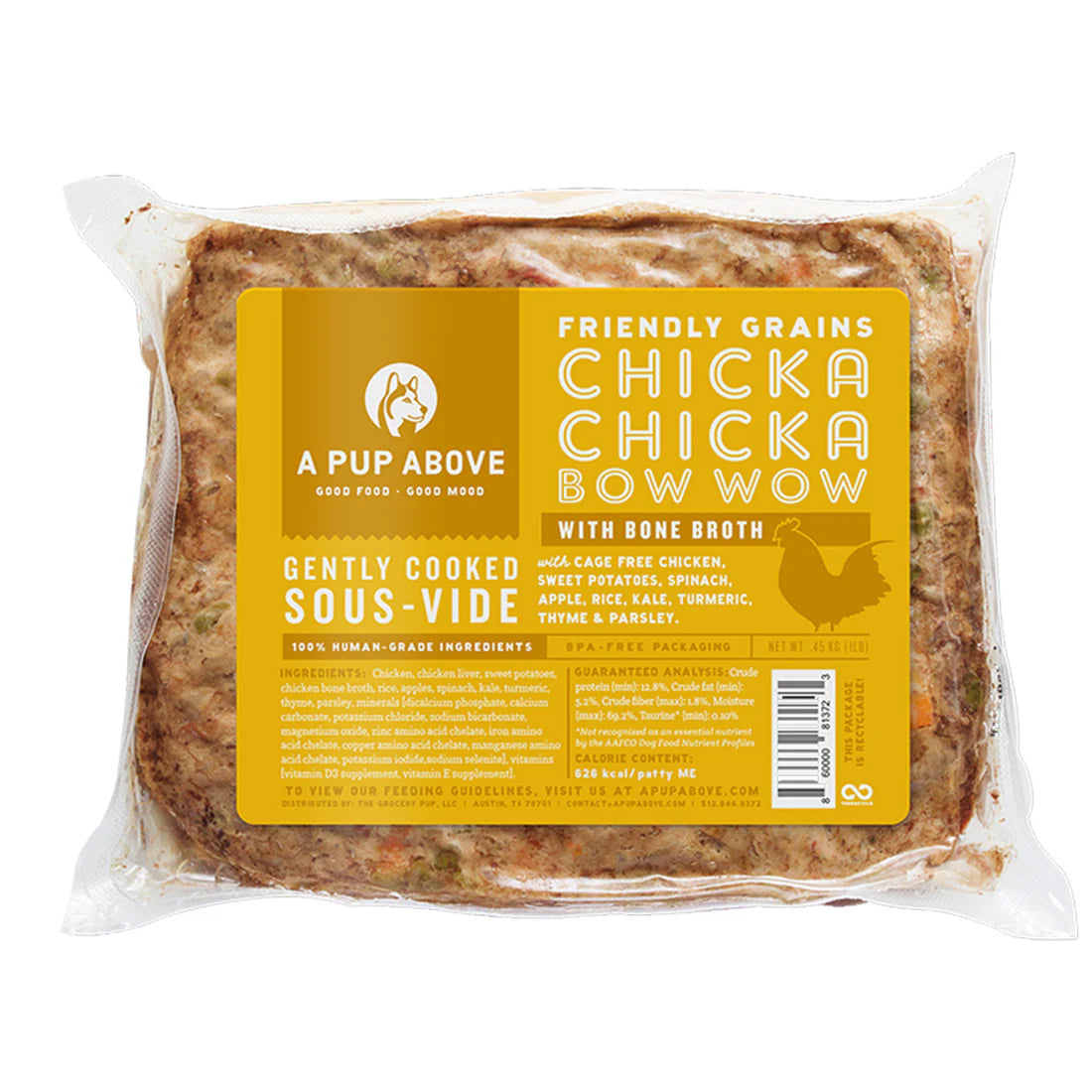 A Pup Above Frozen Chicka Chicka Bow Wow, 1lb patty
