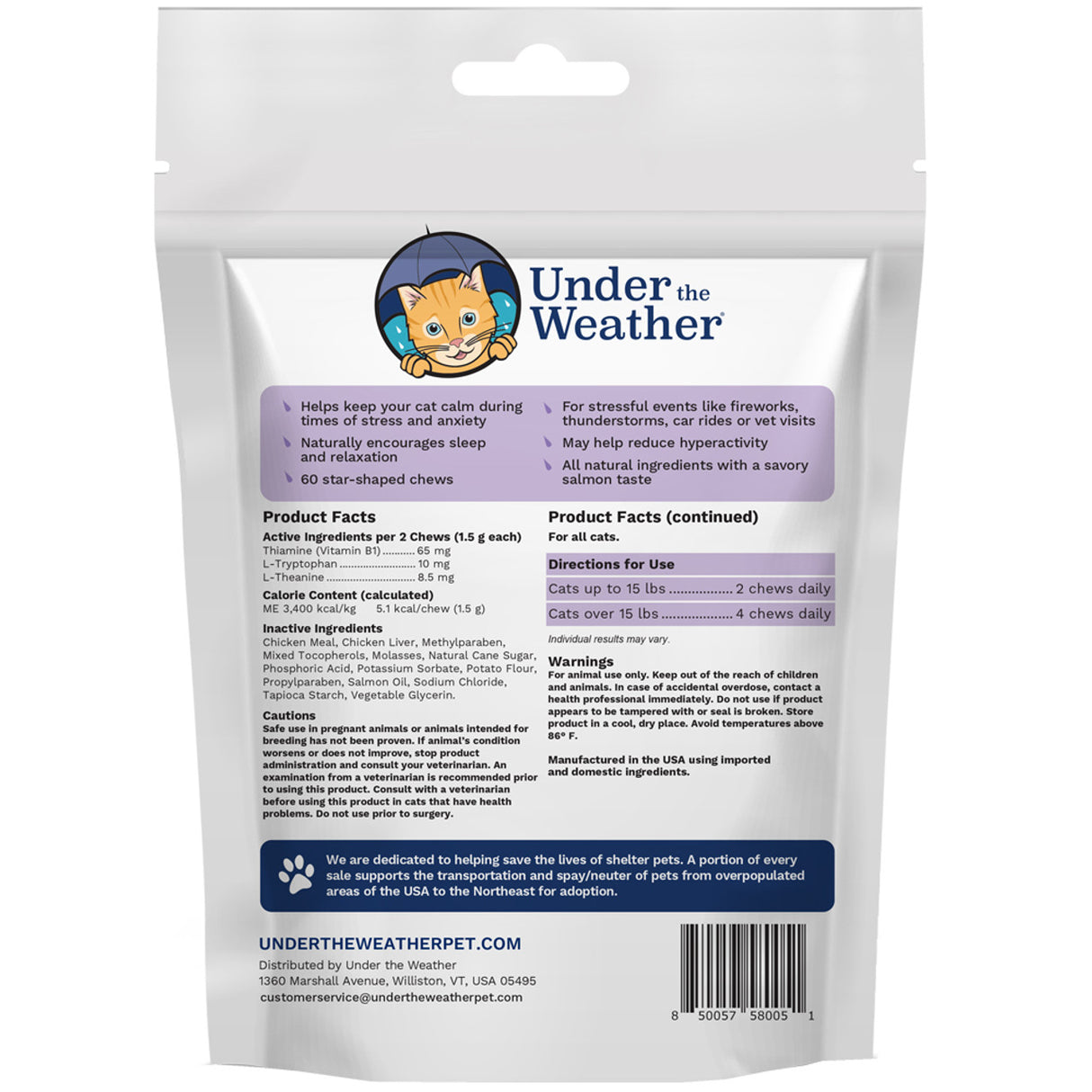Under the Weather Cat Calming Chews, 60ct