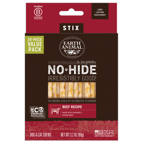 Earth Animal No Hide Beef Stix, 20pk