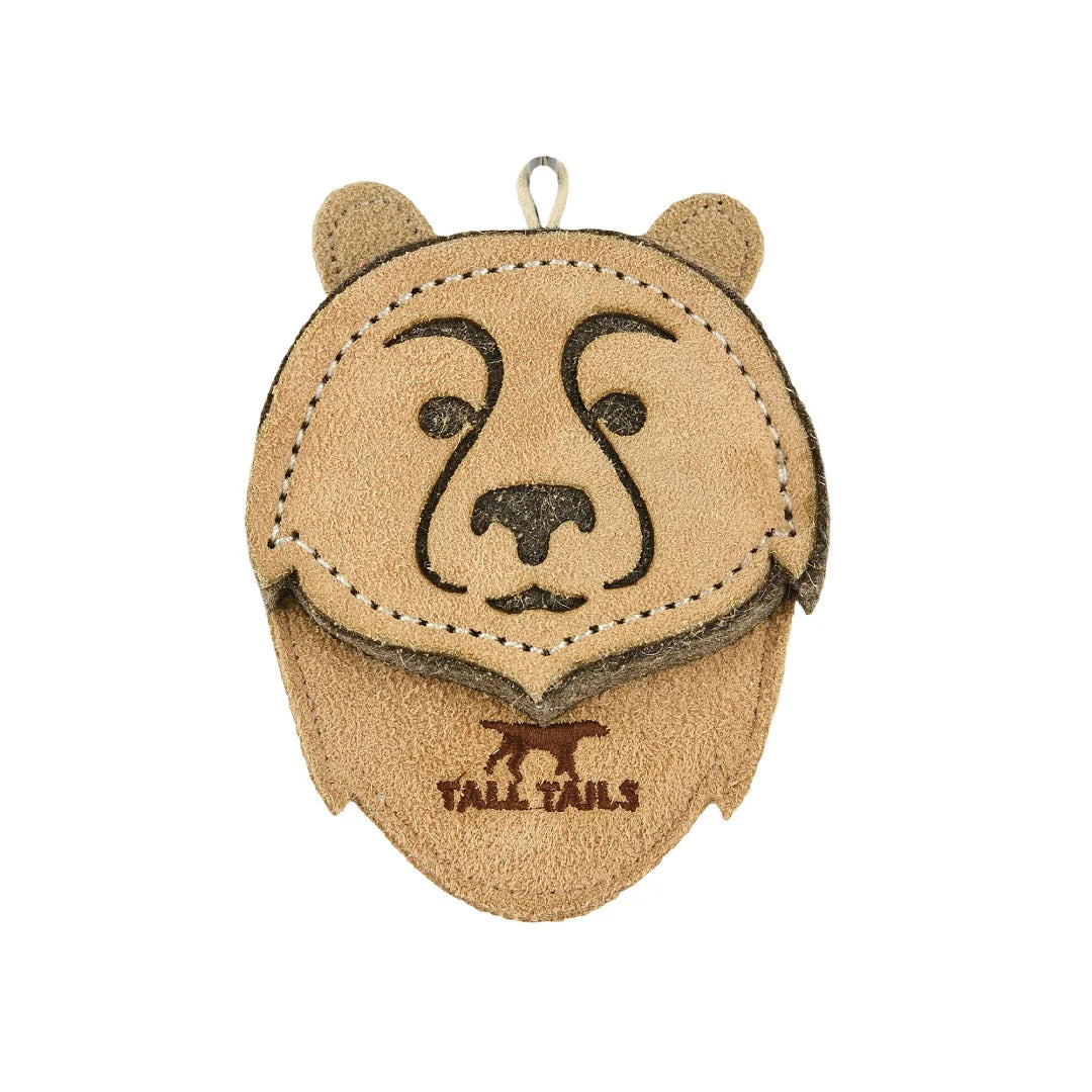 Tall Tails Dog Scrappy Bear Natural Leather, 4"