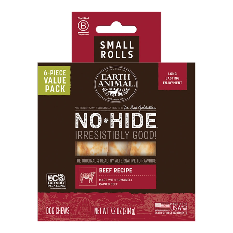 Earth Animal No Hide Beef Chews, 4" 6pk