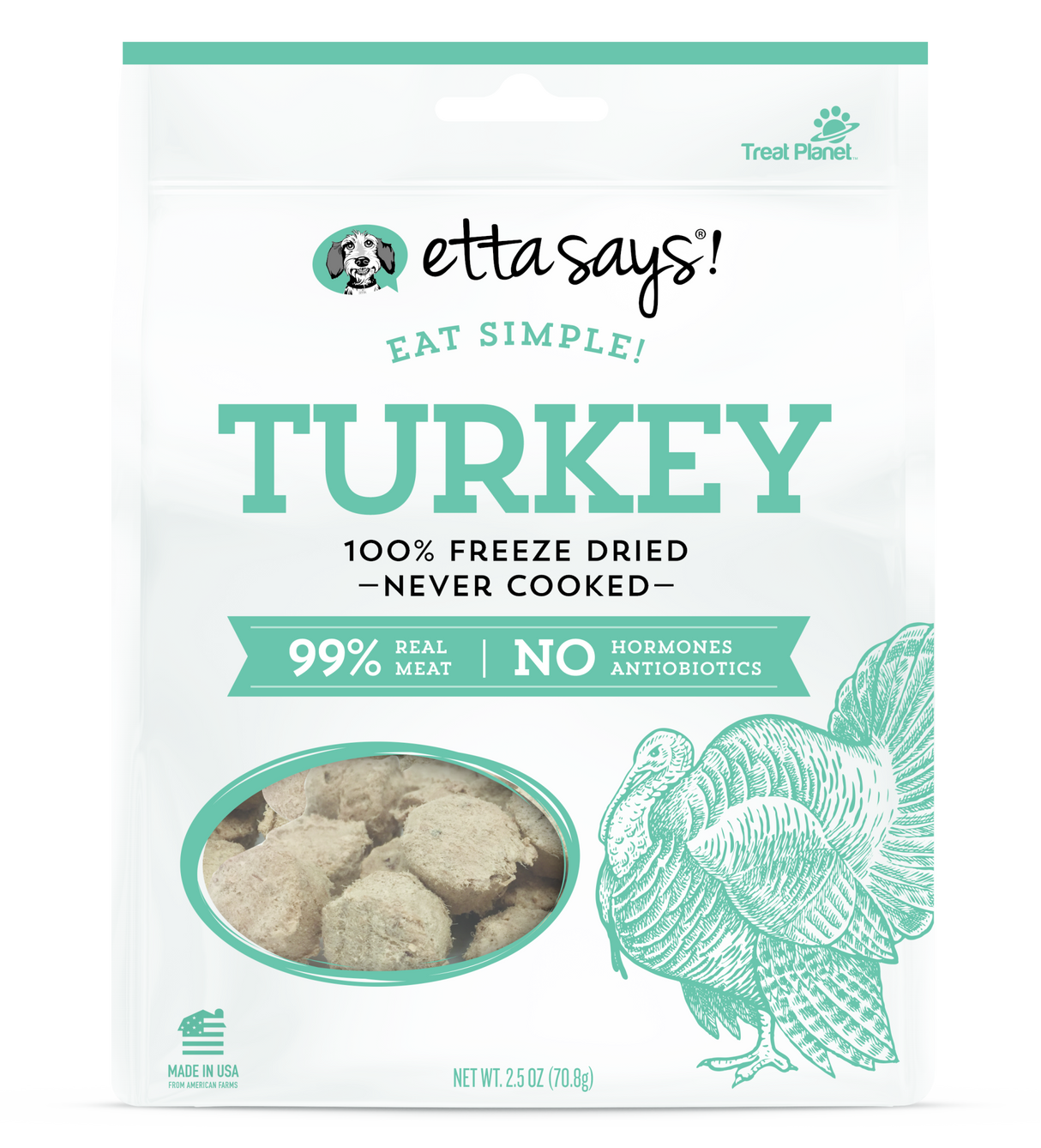Etta Says Freeze Dried Turkey Dog Treats, 2.5oz