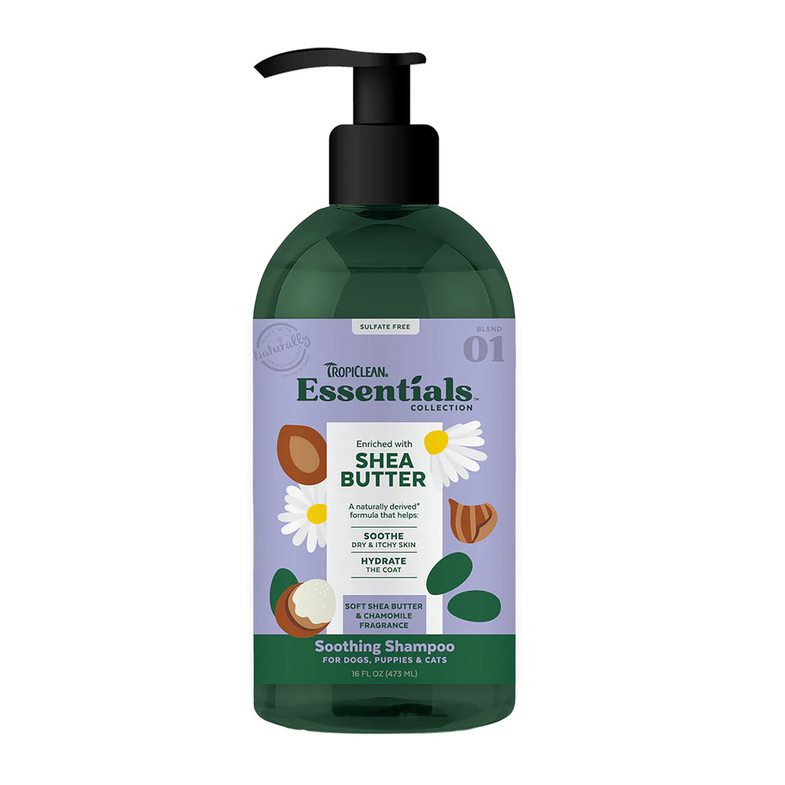 Tropiclean Essentials Collection Shea Butter & Camomile Soothing Shampoo, 16oz