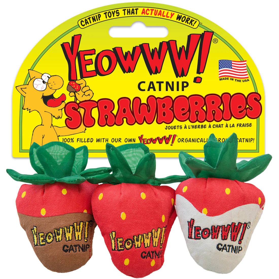 Yeowww! Strawberries Catnip Toy, 3pk