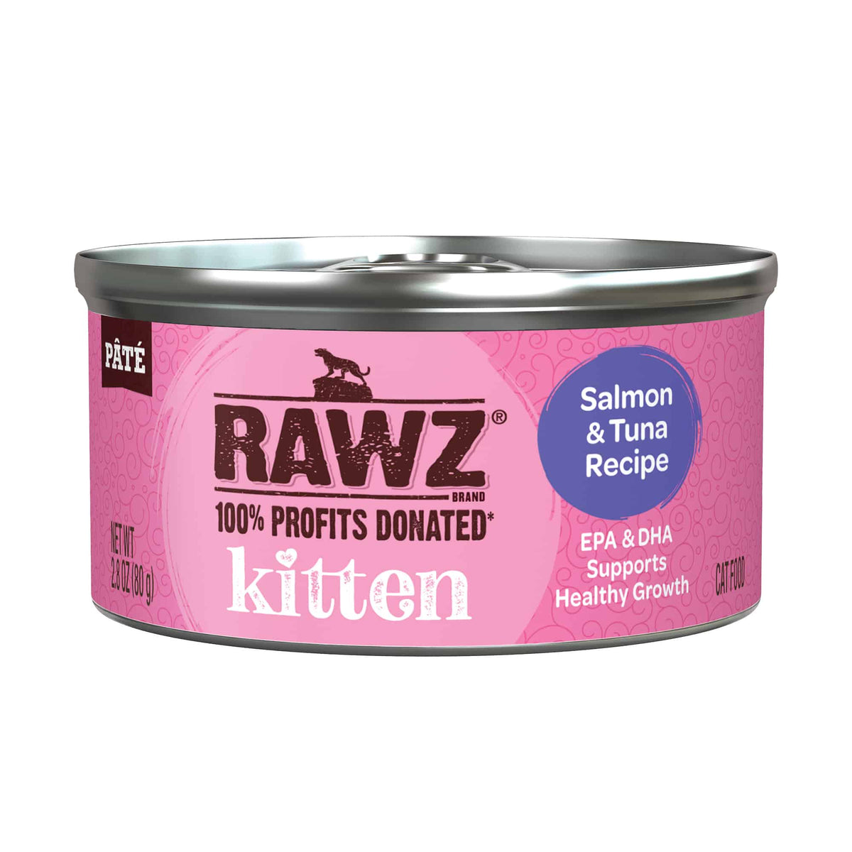 Rawz Kitten Salmon & Tuna Pate Canned Cat Food, 2.8oz