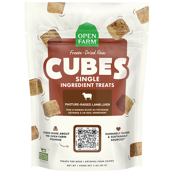 Open Farm Freeze Dried Single Ingredient Lamb Liver Treat Cubes, 3oz