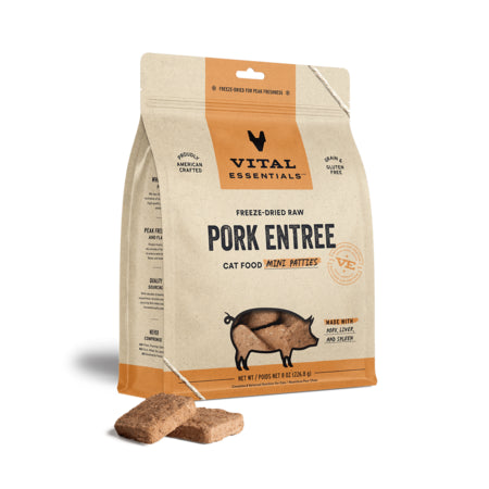 Vital Essentials Cat Freeze Dried Pork Mini Patties, 8oz