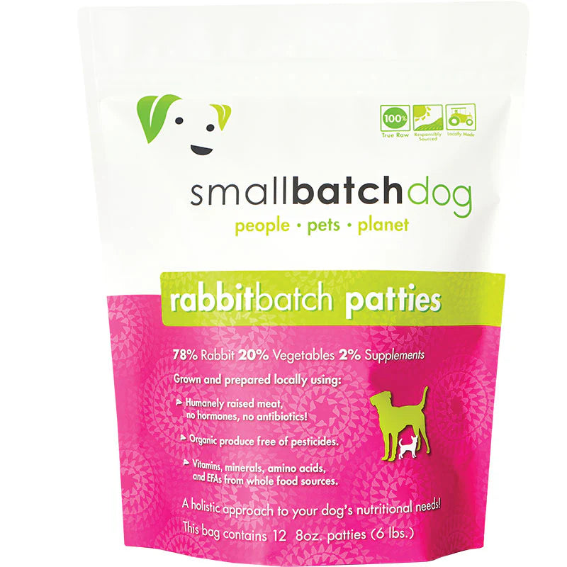 Small Batch Dog Frozen Rabbit Patties, 6lbs