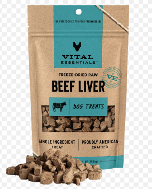 Vital Essentials Freeze Dried Beef Liver Dog Treats, 2oz