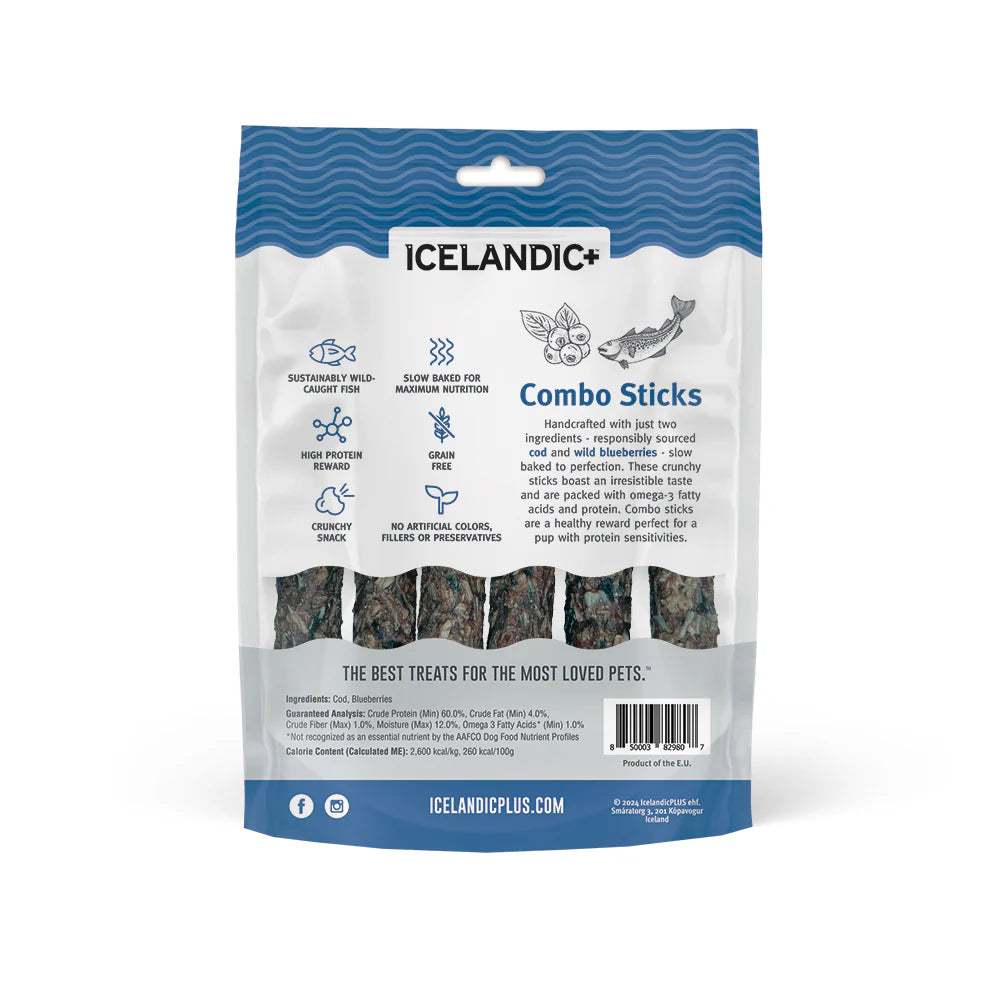 Icelandic+ Cod & Blueberry Combo Sticks, 2oz