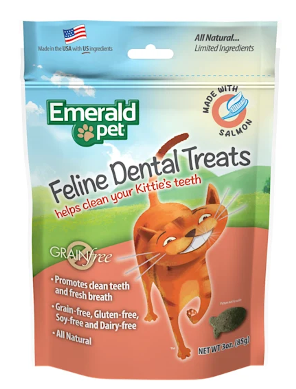 Emerald Pet Feline Salmon Dental Treats, 3oz