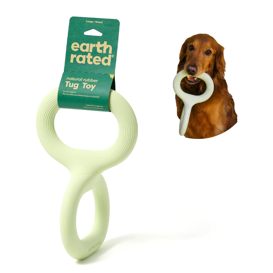 Earth Rated Rubber Tug Dog Toy Green