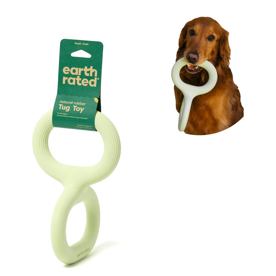 Earth Rated Rubber Tug Dog Toy Green
