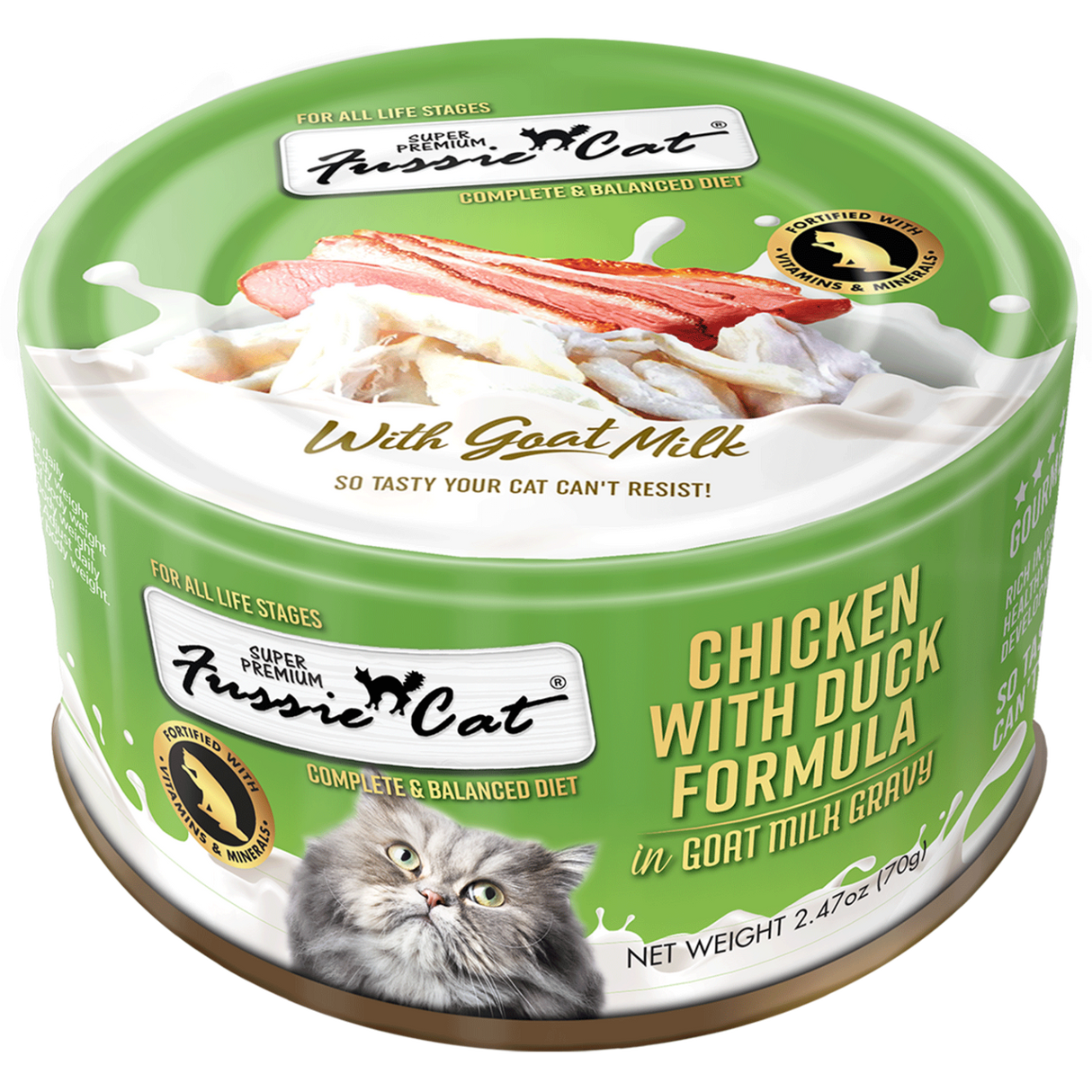 Fussie Cat Super Premium Chicken with Duck in Goat Milk, 2.47oz