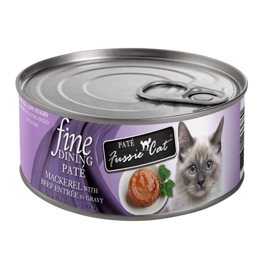 Fussie Cat Fine Dining Pate Mackerel With Beef Entrée, 2.82oz