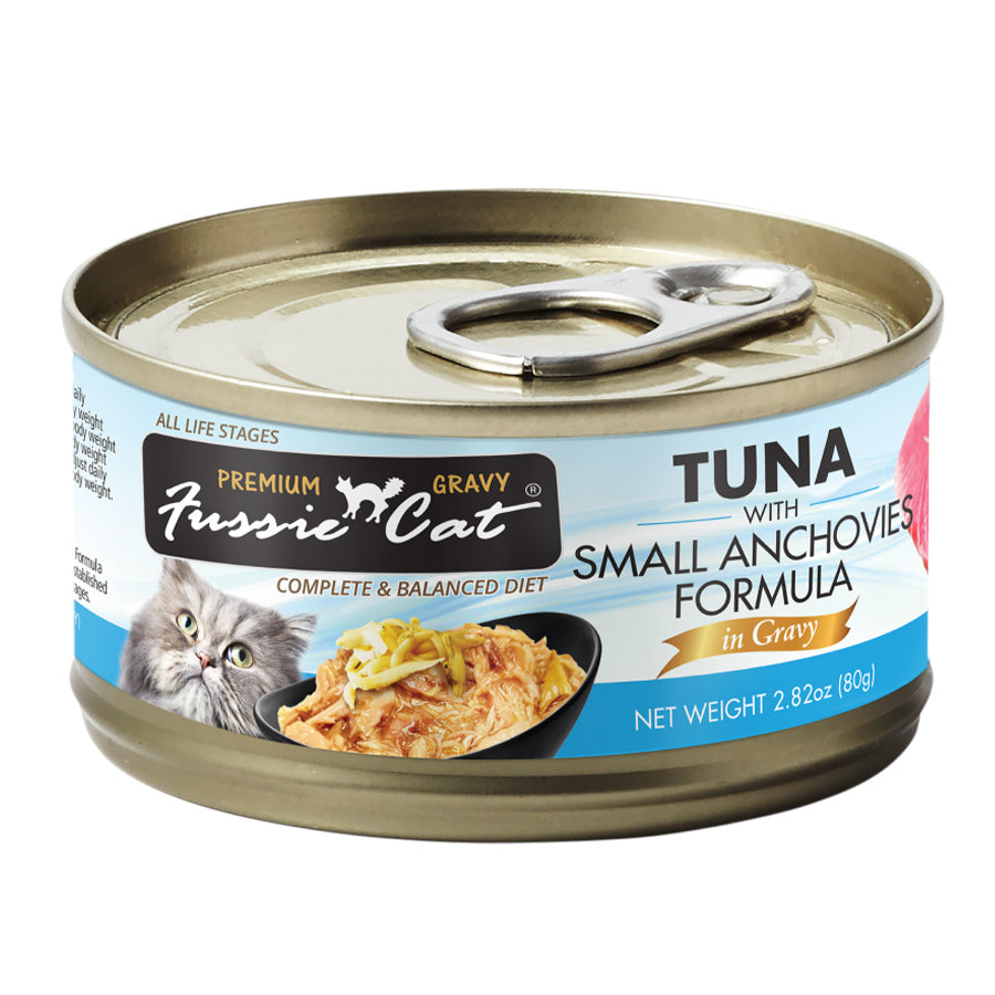 Fussie Cat Premium Tuna w/Anchovies in Gravy, 2.82oz