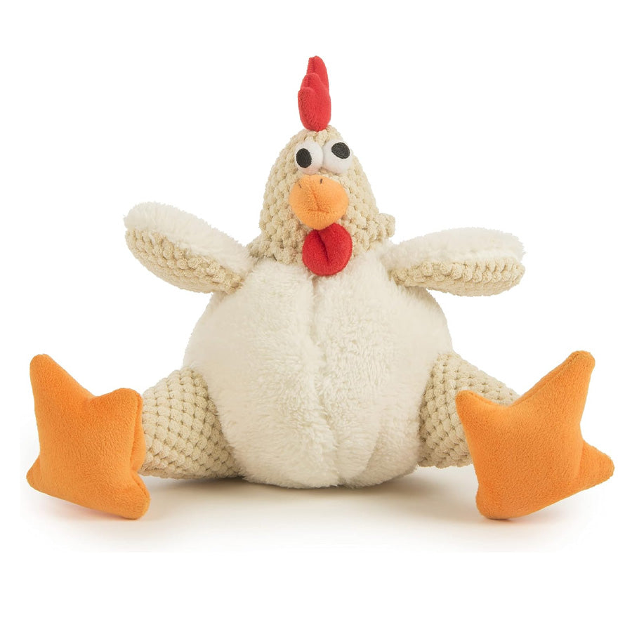 GoDog Checkers Fat Rooster White w/Chew Guard, L