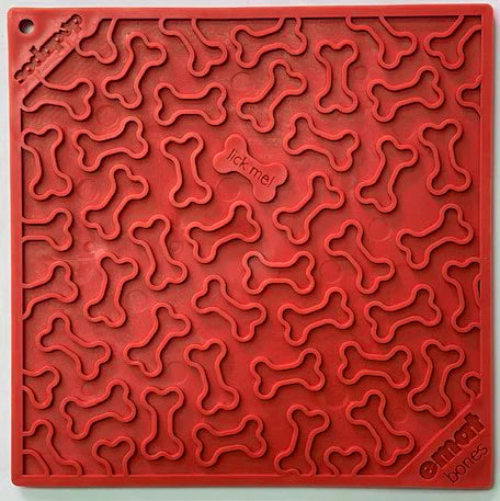SodaPup TPE eMat Enrichment Lick Mat, Bones, Red Large