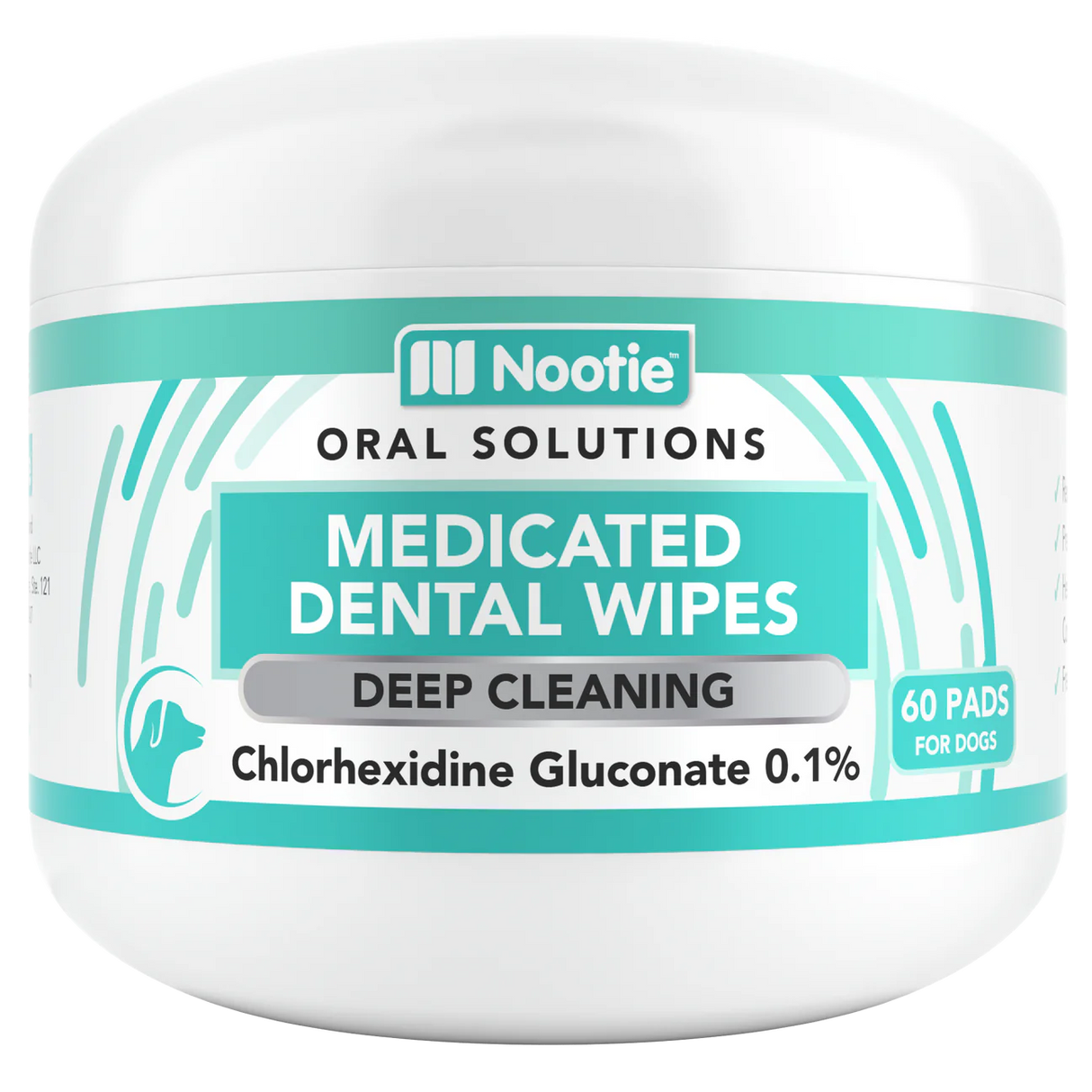 Nootie Antimicrobial Dental Wipes, 60 Count