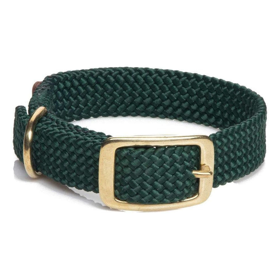 Mendota Pet Hunter Green Double Braid Collar, Center Ring, 21"
