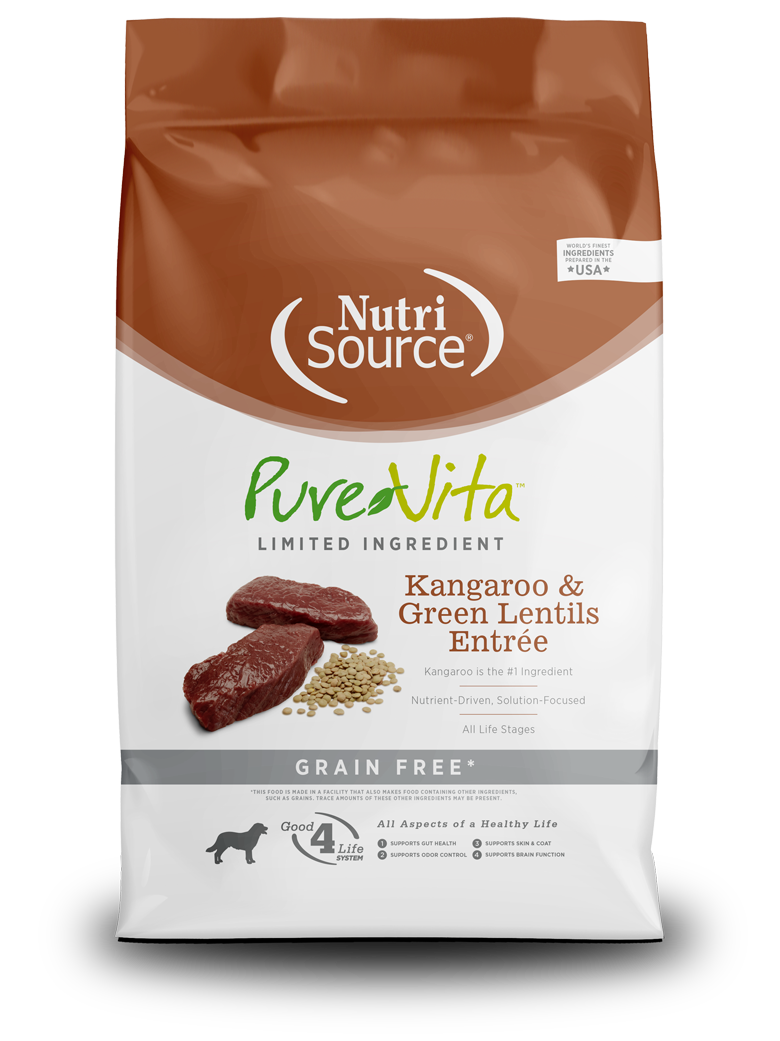 Pure Vita Kangaroo & Green Lentils Dog Food, 4lbs