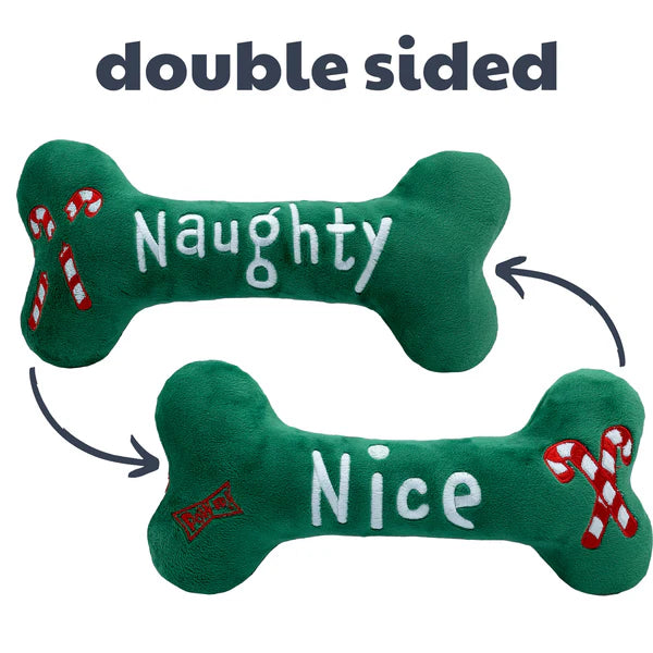 Huxley & Kent Naughty & Nice Bone Dog Toy, S