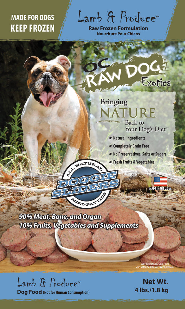 OC Raw Frozen Sliders Lamb & Produce, 4lbs
