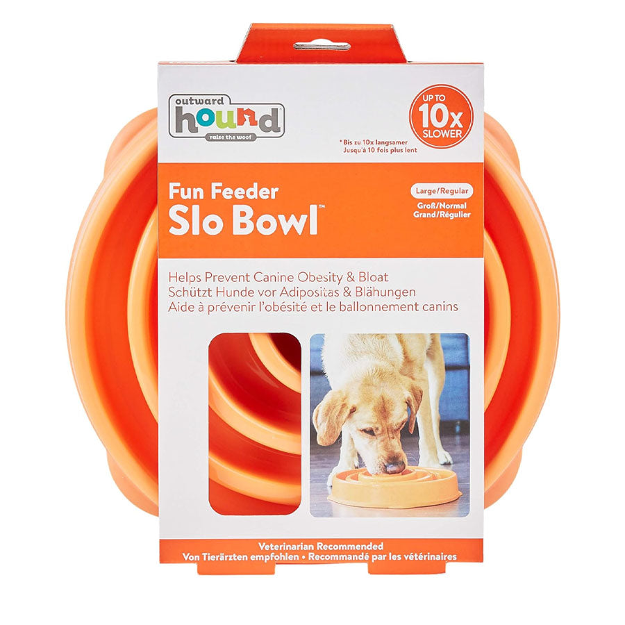 Outward Hound Fun Feeder Slo Bowl Orange LG
