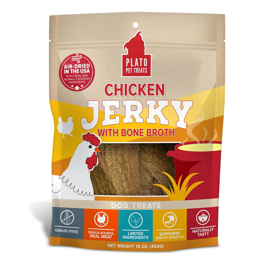 Plato Pet Treats Chicken Jerky with Bone Broth