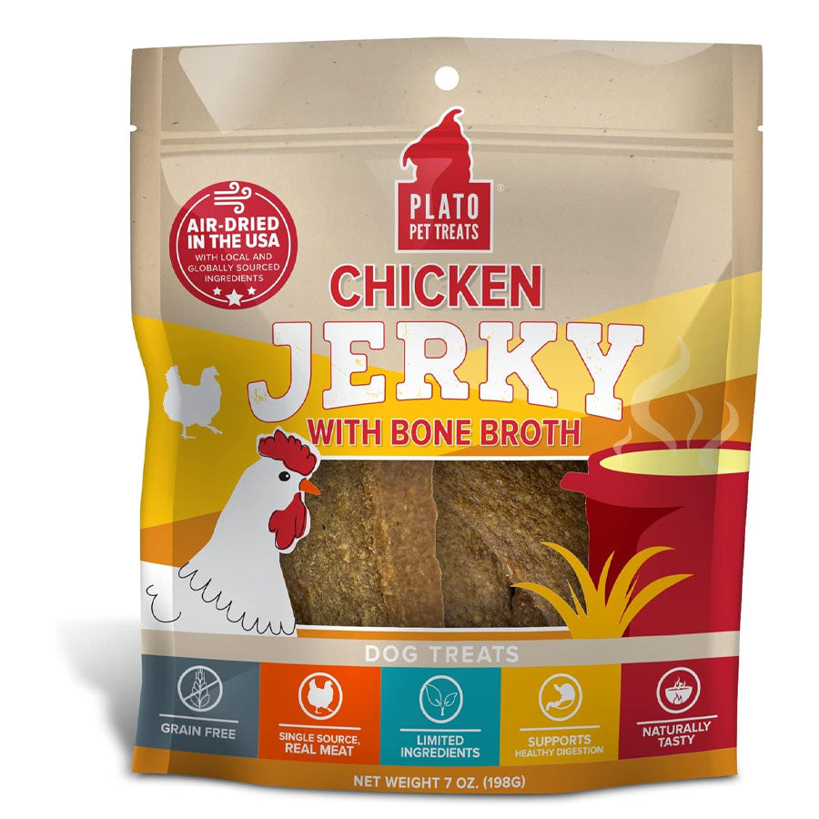 Plato Pet Treats Chicken Jerky with Bone Broth