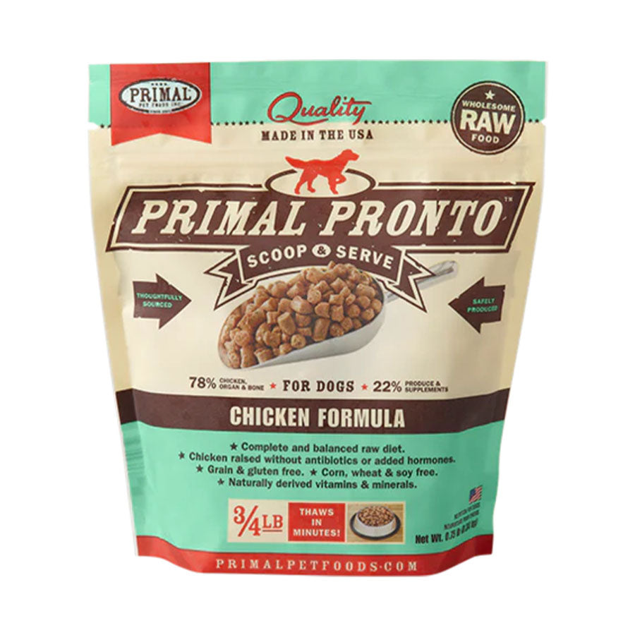 Primal Pronto Raw Canine Chicken Dog Food, 3/4 lbs
