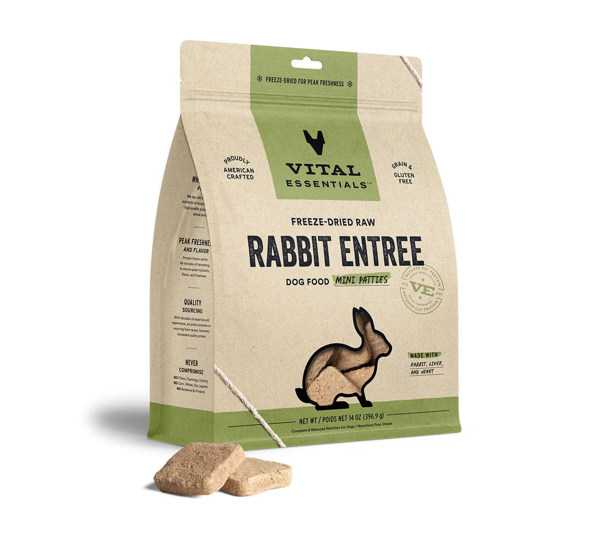 Vital Essentials Freeze Dried Rabbit Mini Patties, 14oz