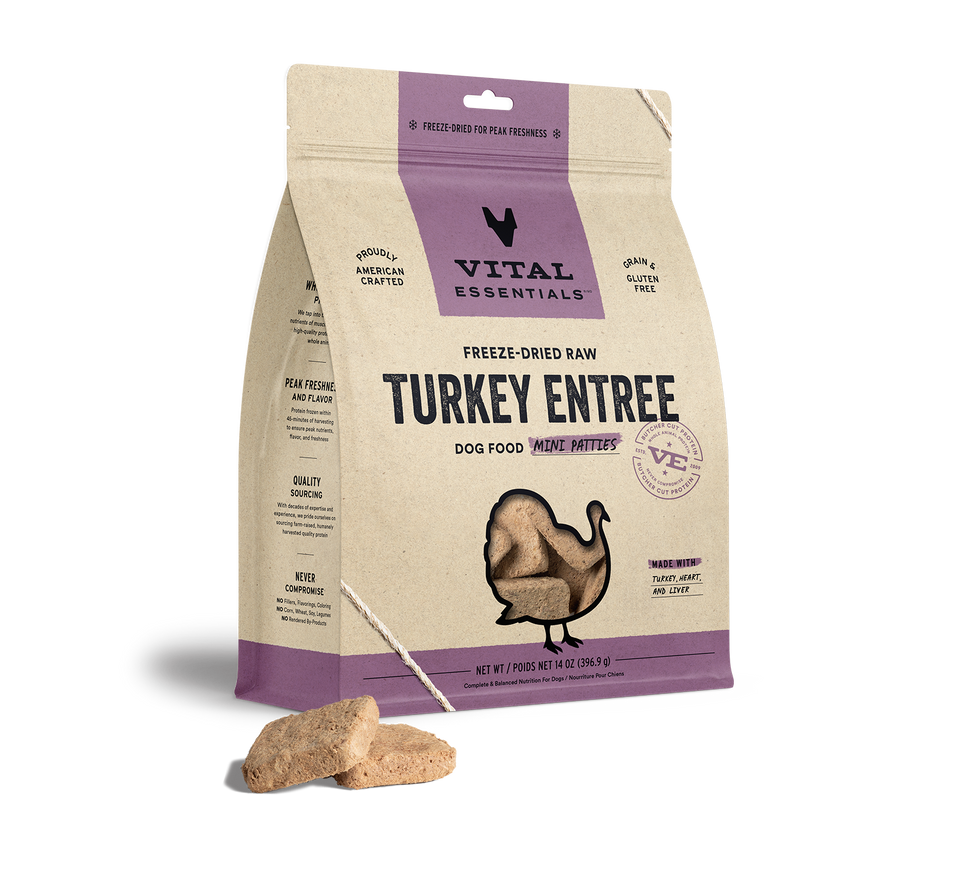 Vital Essentials Freeze Dried Turkey Mini Patties, 14oz