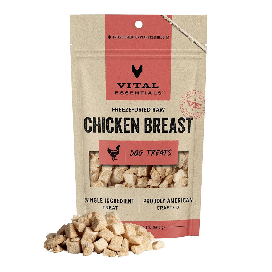 Vital Essentials Freeze Dried Chicken Breast Dog Treats, 2.1oz