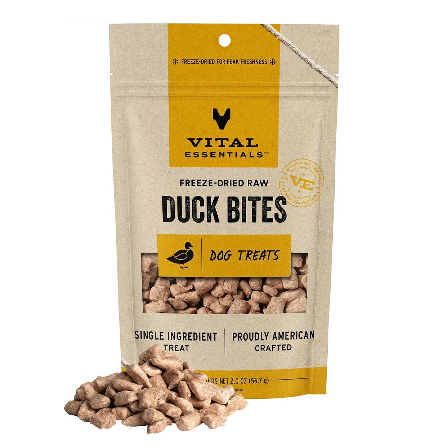 Vital Essentials Freeze Dried Duck Bites Dog Treats, 2oz