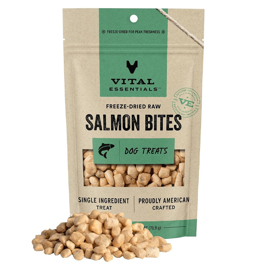 Vital Essentials Freeze Dried Raw Salmon Bites Dog Treats, 2.5oz