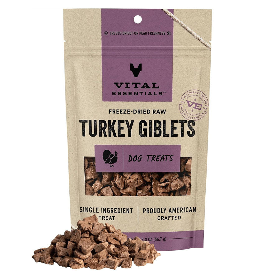 Vital Essentials Freeze Dried Raw Turkey Giblets Dog Treats, 2oz