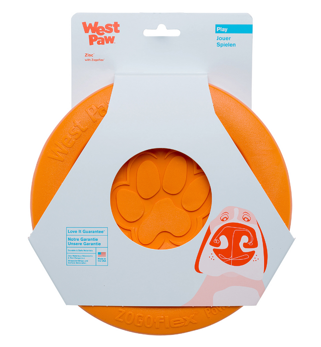 West Paw Zisc Orange Dog Toy, Large