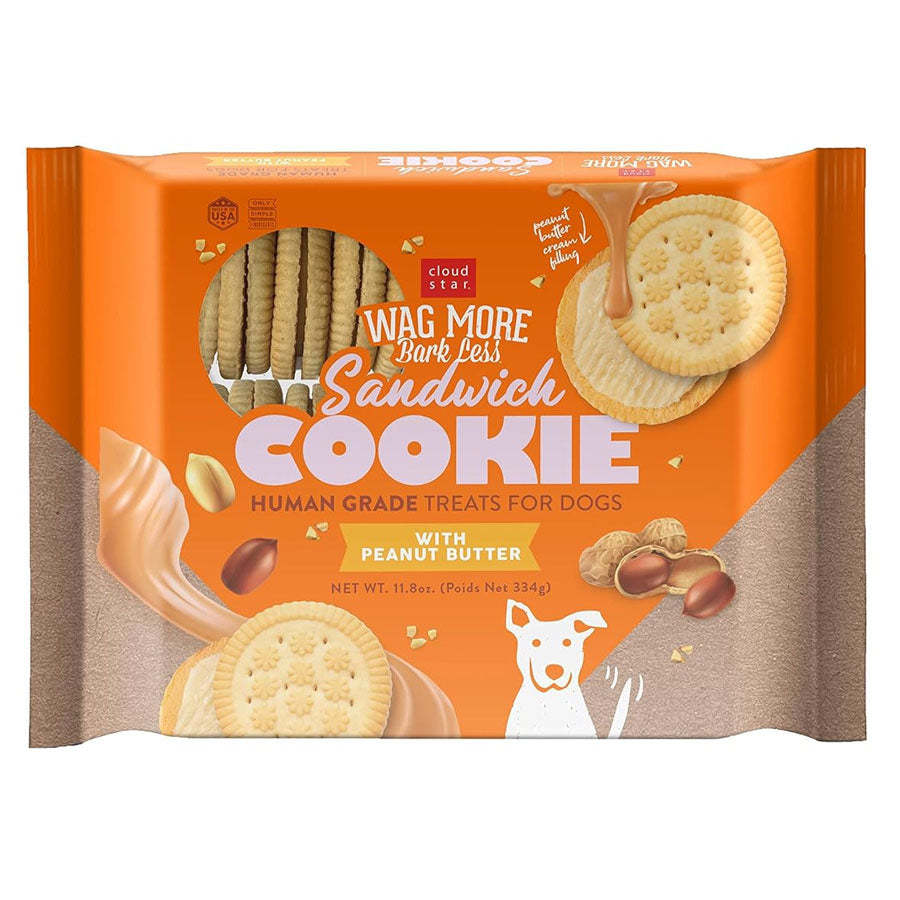 Wag More Bark Less Human Grade Sandwich Cookie: Peanut Butter, 11.8oz