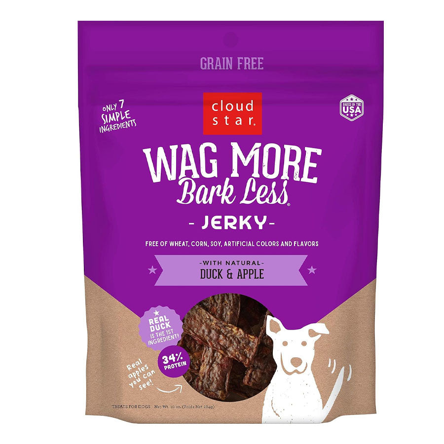 Wag More Bark Less Jerky Grain Free Dog Treats, Duck & Apple, 10oz