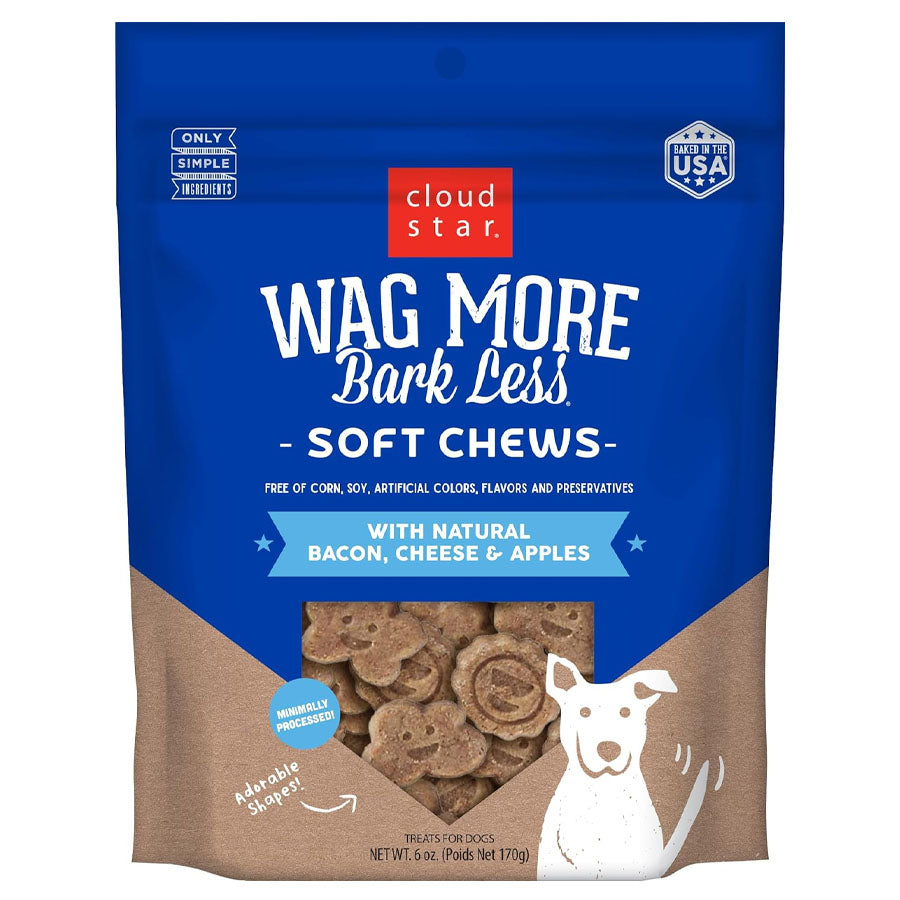 Wag More Bark Less Soft Chews Dog Treats, Bacon, Cheese, & Apples, 6oz