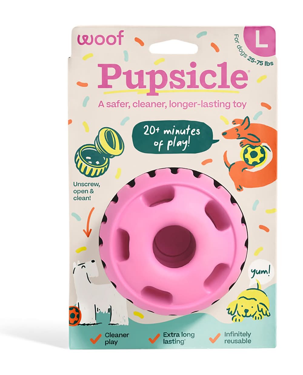 Woof Pupsicle Birthday Toy, Pink, L