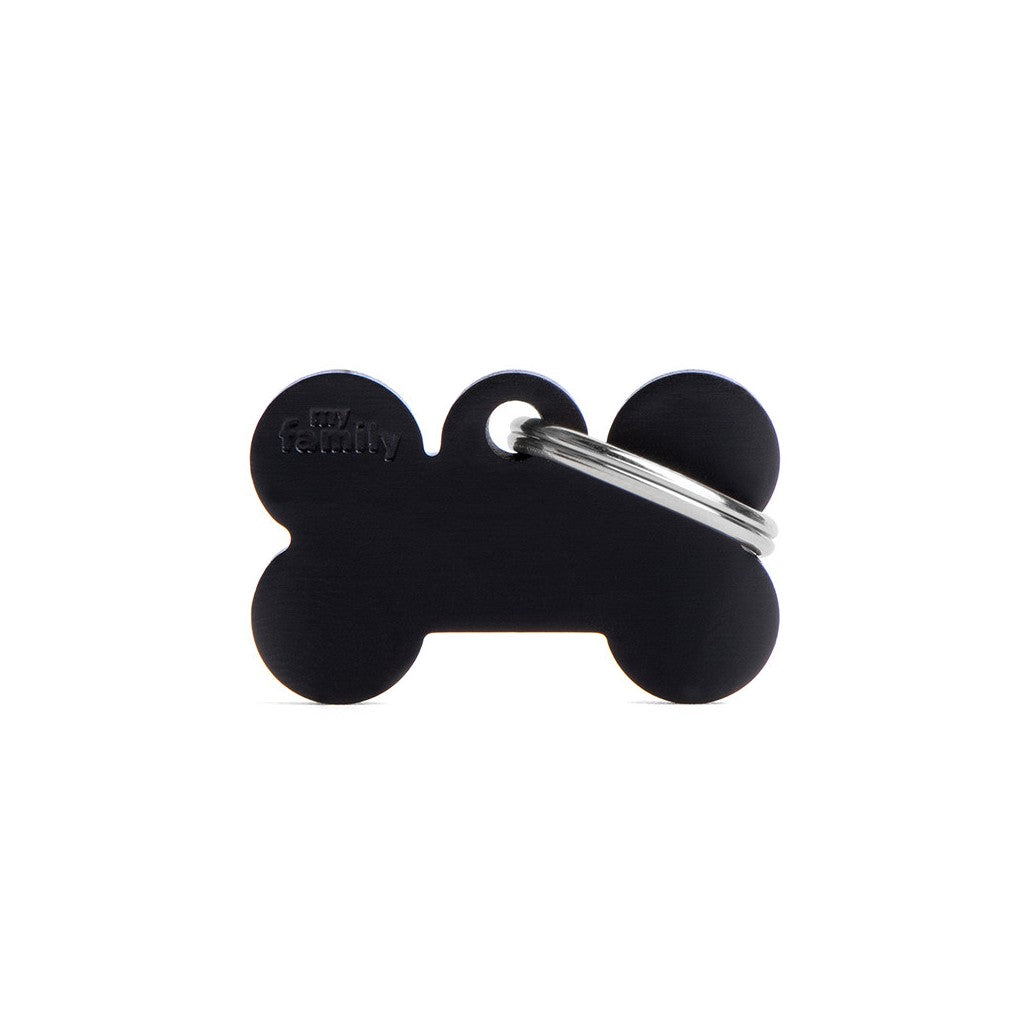 MyFamily Basic Aluminum Small Bone ID Tag, Black