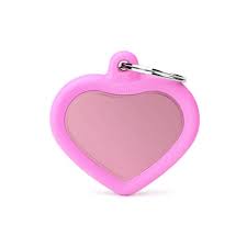 MyFamily Hushtag Aluminum Heart ID Tag, Pink Rubber