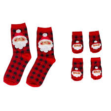 Pearhead Buffalo Check Santa Human & Dog Sock Set, 2pc