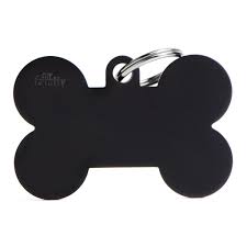 MyFamily Basic Aluminum XL Bone ID Tag, Black
