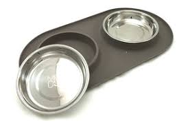 Messy Cats Double Silicone Feeder Warm Grey, M