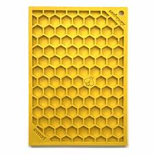 SodaPup TPE eMat Enrichment Lick Mat Honeycomb Yellow, 5"