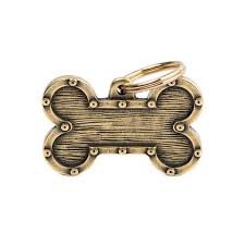 MyFamily Bronx Futuristic Big Bone ID Tag, English Brass